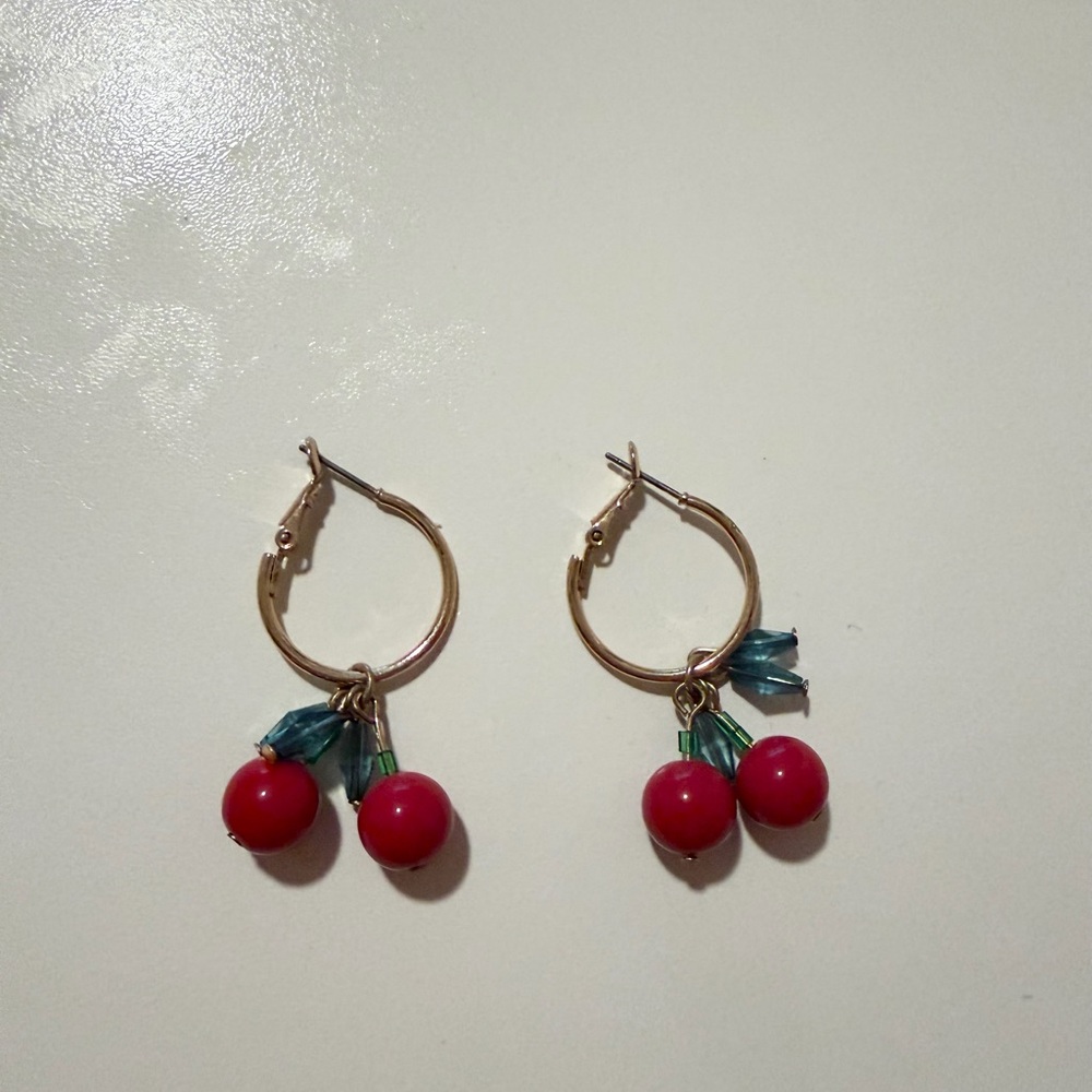 Cherry hoop earrings